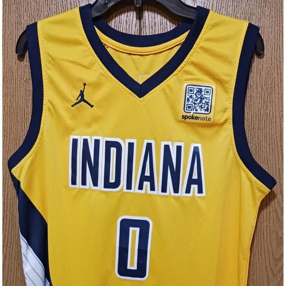 Tyrese Haliburton (Jordan)-(Pacers)-(Jersey)-(Yellow)-(Good Cond.)-(XL)-$110.00 - Picture 5 of 13
